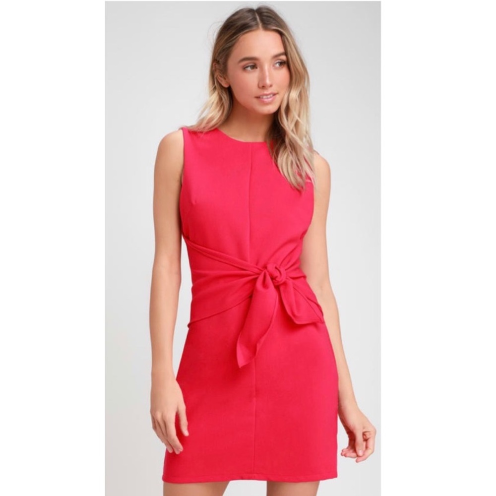 Lulu’s Pink Aylin Tie-Front Sleeveless Mini Dress